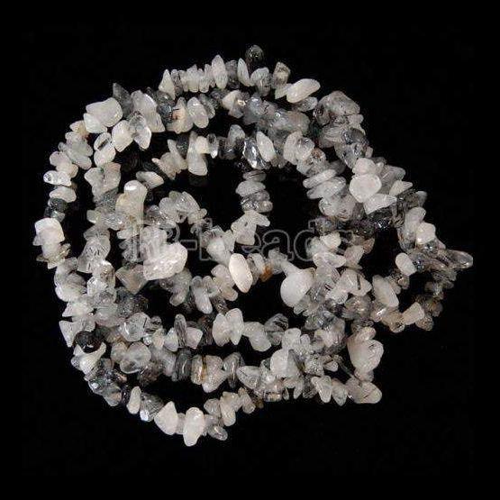 Natural Rutilated Quartz Chip Beads, Gemstone Spacer Beads, Polished Stone Smooth Beads, 5~8mm 34 Inc per strand, Wholesale Jewelry beads