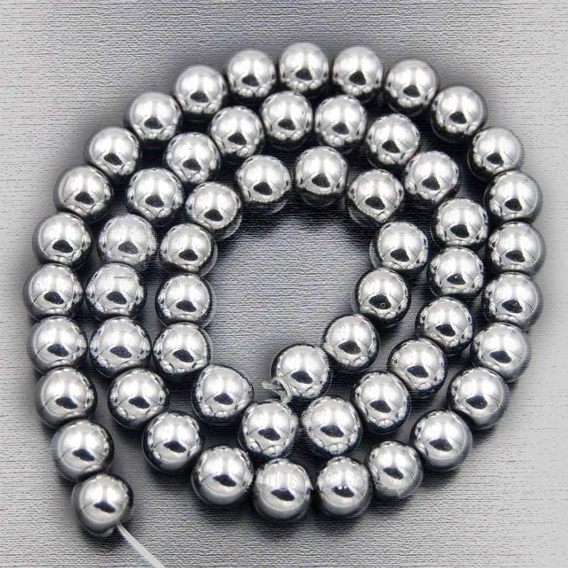 Natural Silver Hematite Beads, Round, 2-10mm 15''5 strand