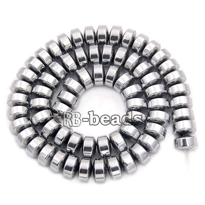 Natural Silver Hematite Rondelle Beads, 2-10mm 16'' strand