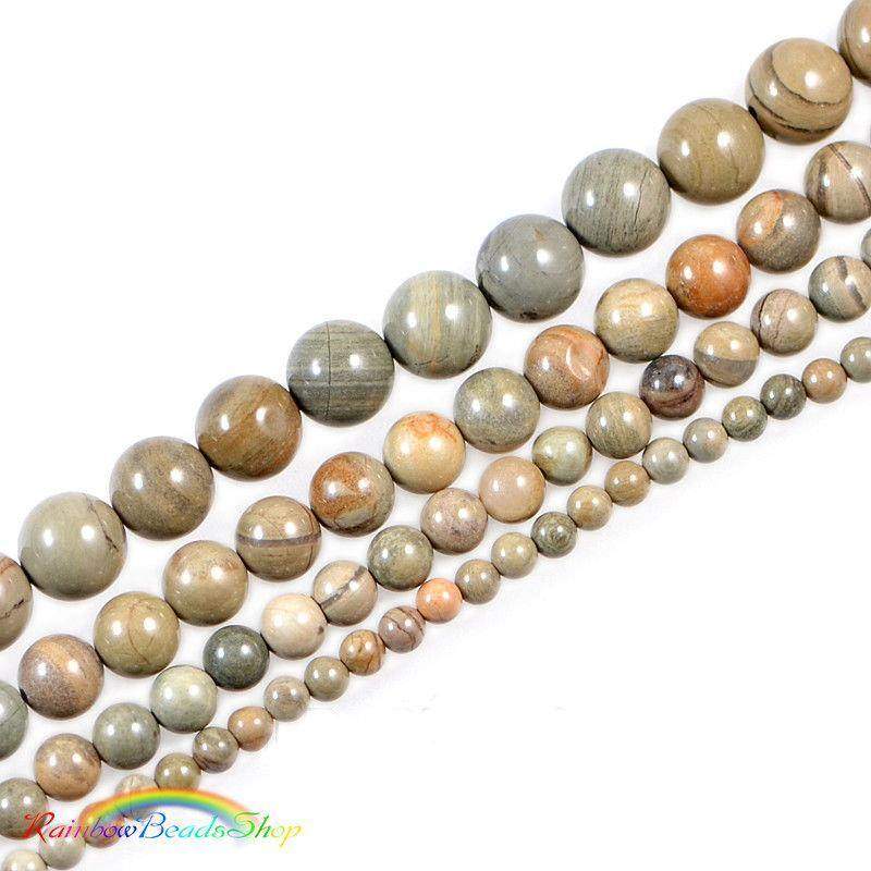 Natural Silver Leaf Jasper Round Beads 📿 – RainbowShop for Craft