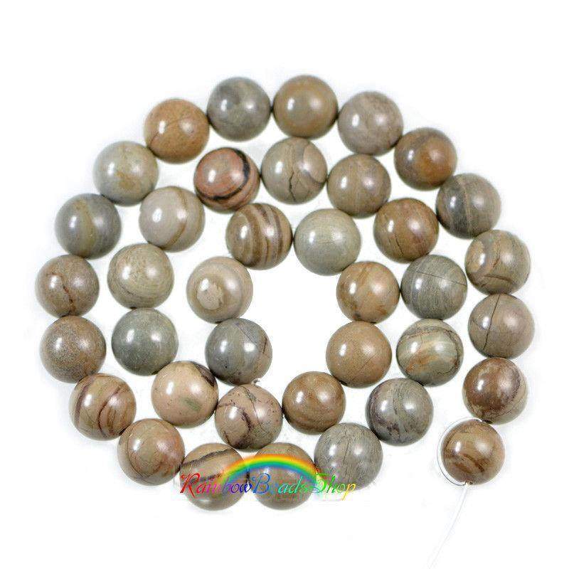 Natural Silver Leaf Jasper Round beads, 4-12mm, 15.5'' strand