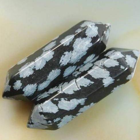 Natural SnowFlake Jasper double gemstone wand double chakra Healing crystal hexagonal Stone