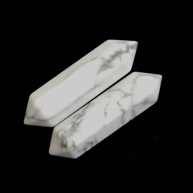 Natural White Turquoise double gemstone wand double chakra Healing crystal hexagonal Stone