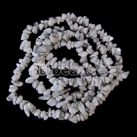 Natural White Turquoise Howlite Chip Beads, Smooth Gemstone 5~8mm 34 Inc per strand