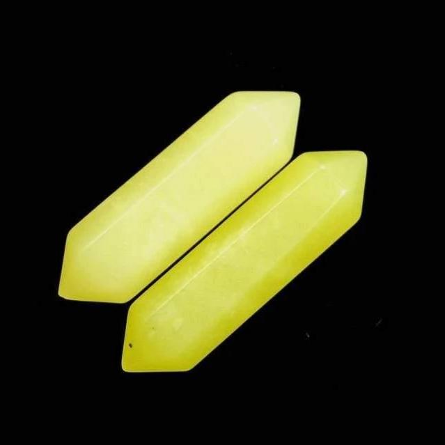 Natural Yellow jade double gemstone wand double chakra Healing crystal hexagonal Stone