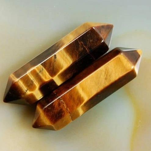 Natural Yellow Tiger Eye double gemstone wand double chakra Healing crystal hexagonal Stone