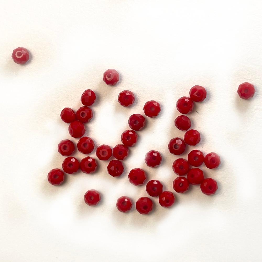 Opaque Red Czech Crystal 4mm Faceted Round Loose Beads, 100 pcs For Bracelet Necklace Jewelry Making