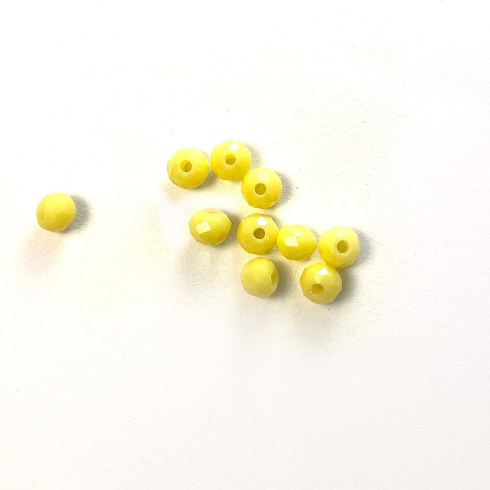Opaque Yellow Czech Crystal 4mm Faceted Round Loose Beads, 100 pcs For Bracelet Necklace Jewelry Making