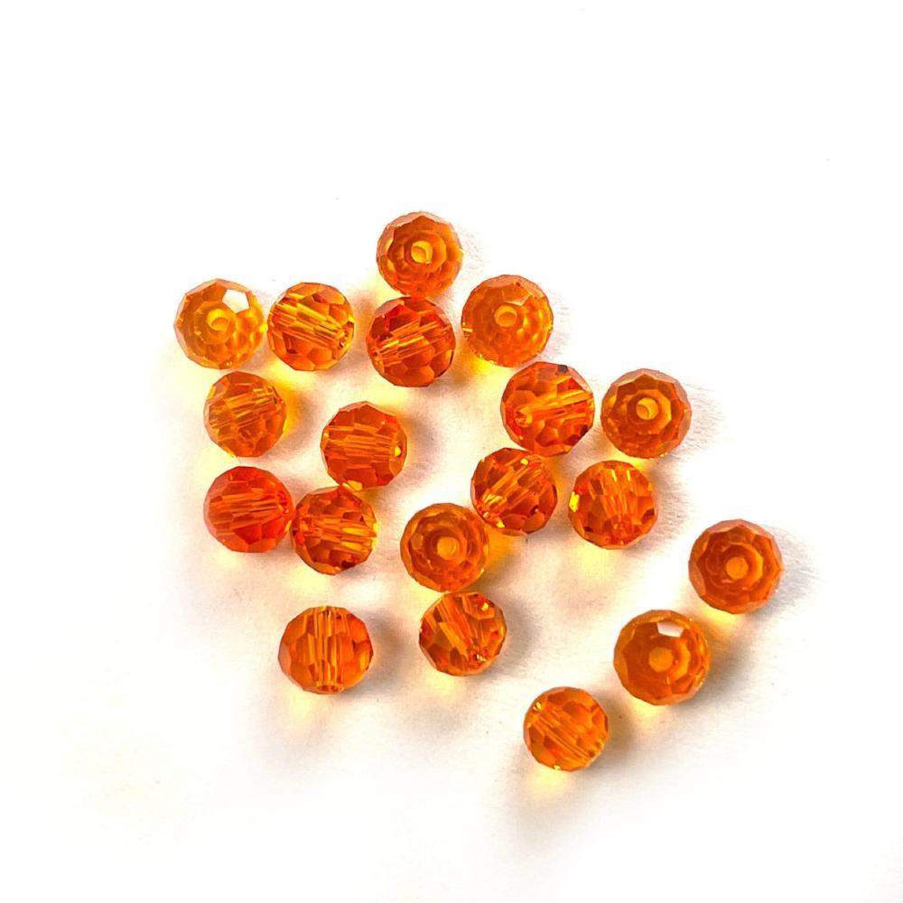Orange Sun Topaz Czech Crystal 4mm Faceted Round Loose Beads, 100 pcs For Bracelet Necklace Jewelry Making