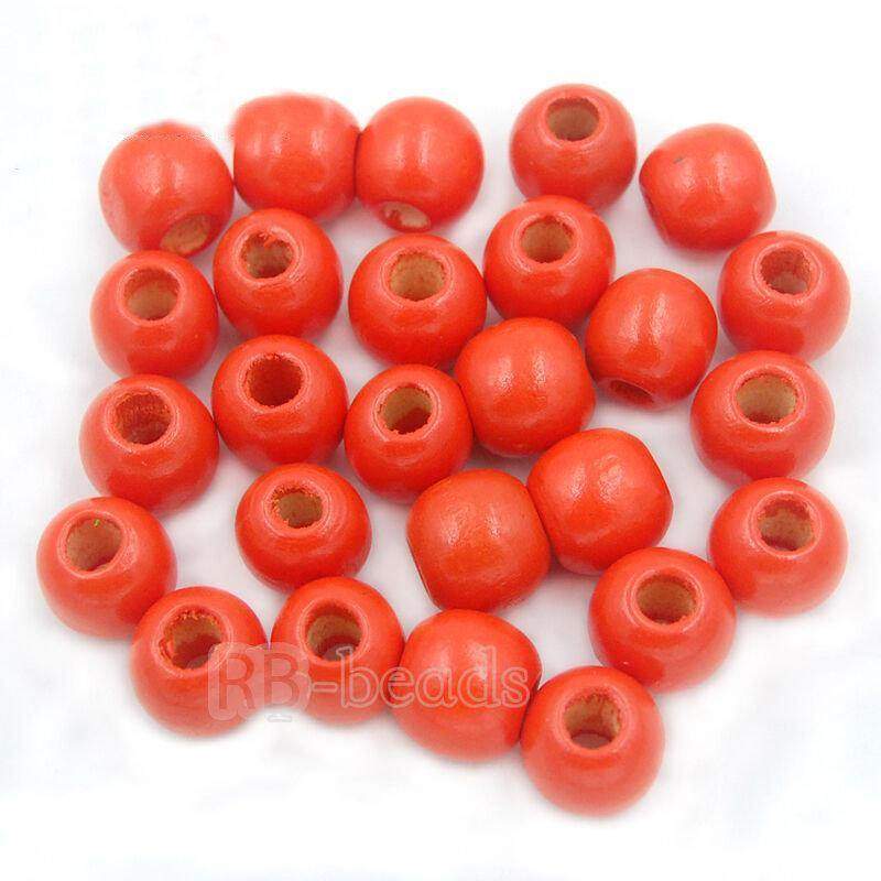 Orange wood beads, natural loose spacer round , size 4-16mm