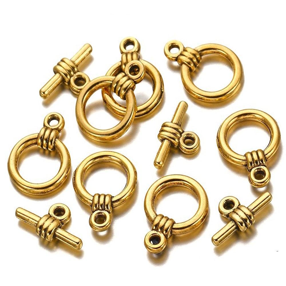 OT Toggle Clasp 20pcs, Vintage, Silver Gold Copper