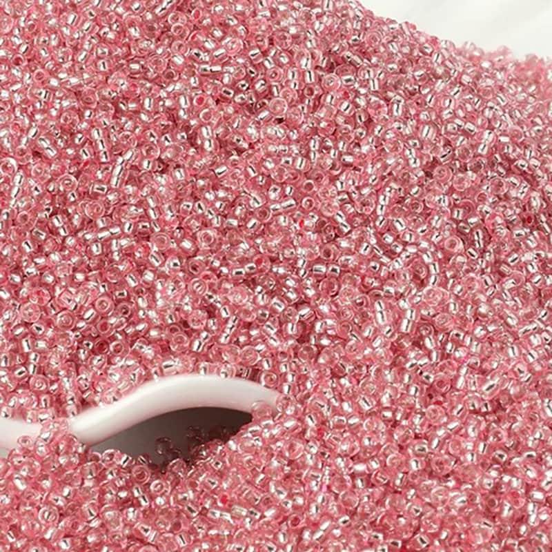 Pink Lined Transparen preciosa seed beads, beadworking 2mm 12/0 Miyuki Delica small glass beads, Austria round beads, Clear, 1000 pcs