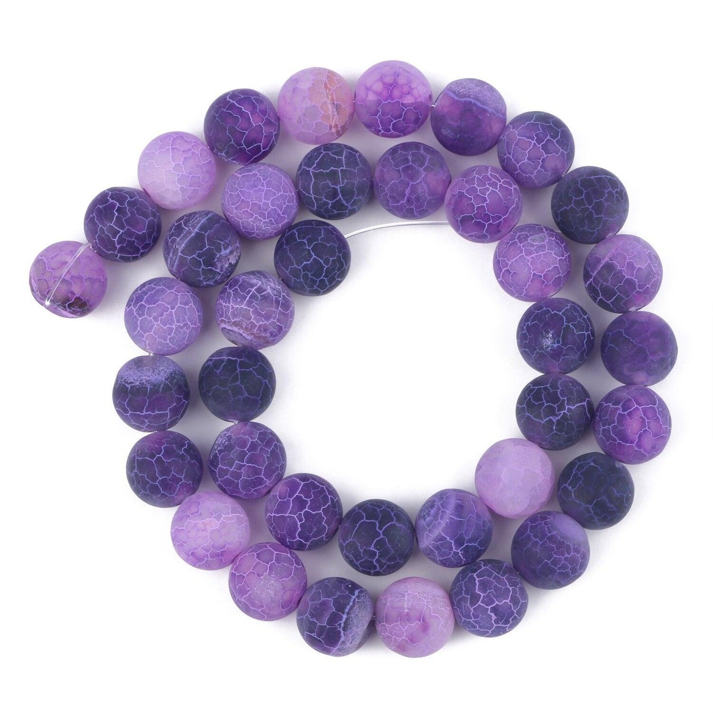 Purple Fire Crackle Agate Round Beads, Matte frosted 4-16mm, 15 strand