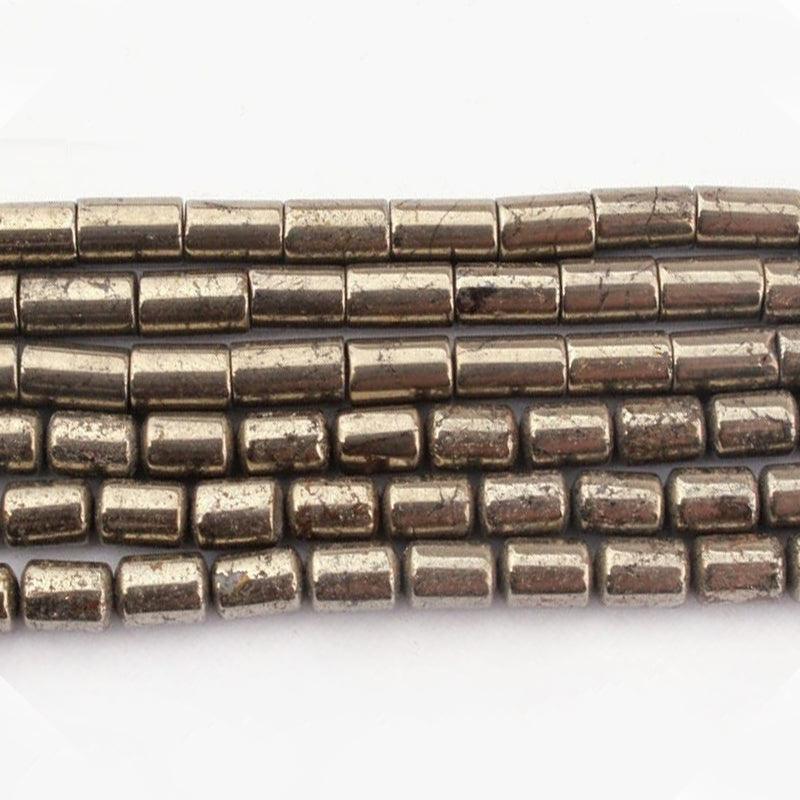 Pyrite Tube Hematite Beads, 2x4mm, 1x3mm, 16'' inch strand