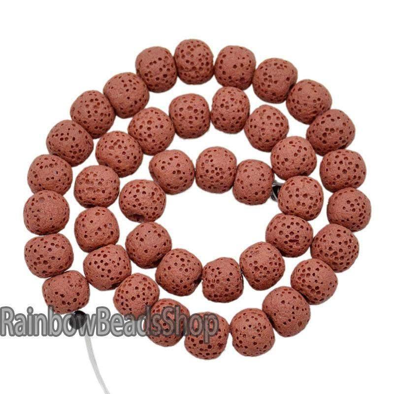 Red Lava Volcanic Beads, Natural Round Gemstone, 8-12mm, 15.5'' strand