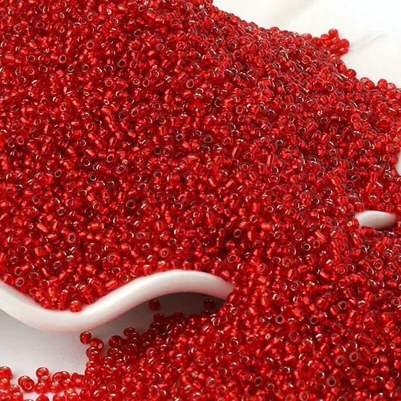 Red Lined Tiny Miyuki Delica seed beads, 2mm 12/0 japanese preciosa round small glass, 1000pcs