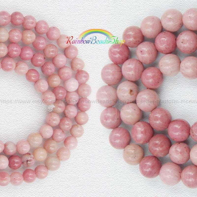 Rhodonite Beads, Pink Beads, Gemstone Beads, Round Natural Beads, Jewelry Stone Beads, Full Strand 4mm 6mm 8mm 10mm