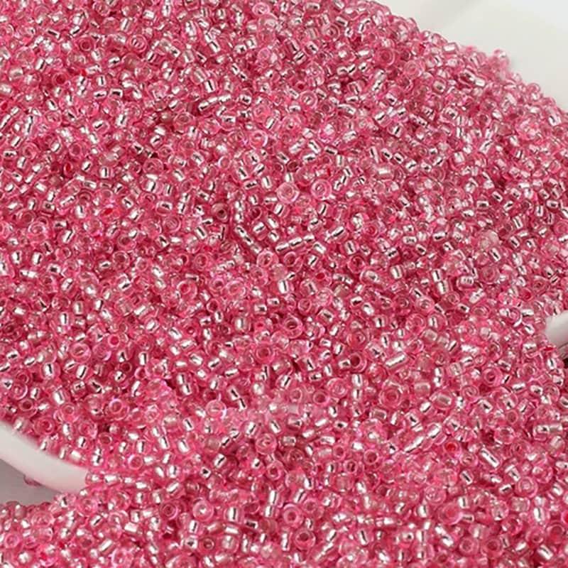 Rose Pink Lined Transparen preciosa seed beads, beadworking 2mm 12/0 Miyuki Delica small glass beads, Austria round beads, Clear, 1000 pcs