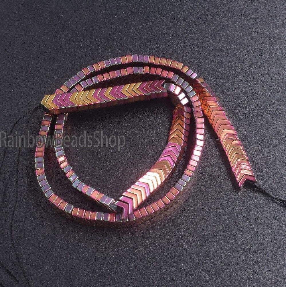 Rose V Shape Arrowheaded Hematite Beads, 2x4x6mm 16'' strand