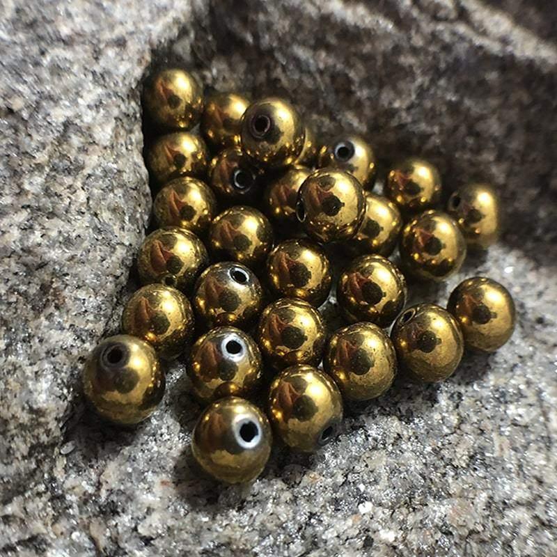Round Gold Hematite beads, Wholesale Lot, 4-12mm 5-200pcs