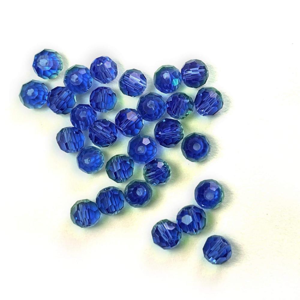 Royal Blue Topaz Czech Crystal 4mm Faceted Round Loose Beads, 100 pcs For Bracelet Necklace Jewelry Making