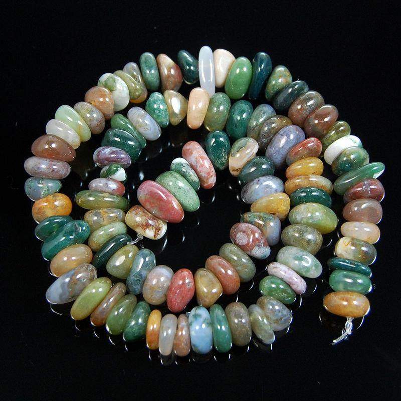 Semiprecious Indian Agate Freeform Rondelle Disk Beads, 15'' strand