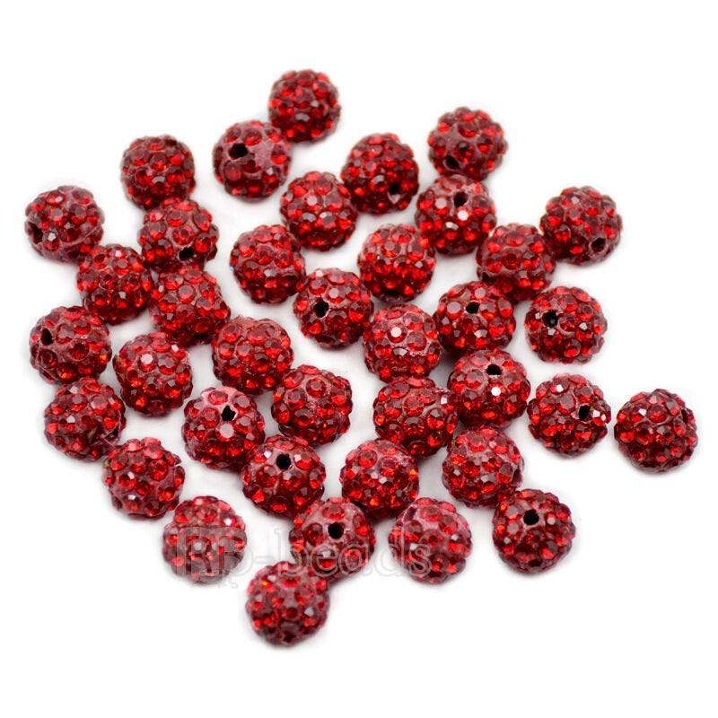 Siam Crystal Rhinestone Round Beads, 6mm 8mm 8mm 10mm 12mm Pave Clay Disco Ball Beads, Chunky Bubble Gum Beads, Gumball Acrylic Beads