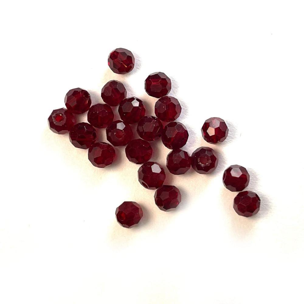 Siam Czech Crystal 4mm Faceted Round Loose Beads, 100 pcs For Bracelet Necklace Jewelry Making