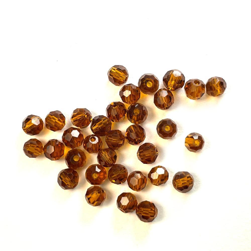 Smoked Topaz Red Czech Crystal 4mm Faceted Round Loose Beads, 100 pcs For Bracelet Necklace Jewelry Making