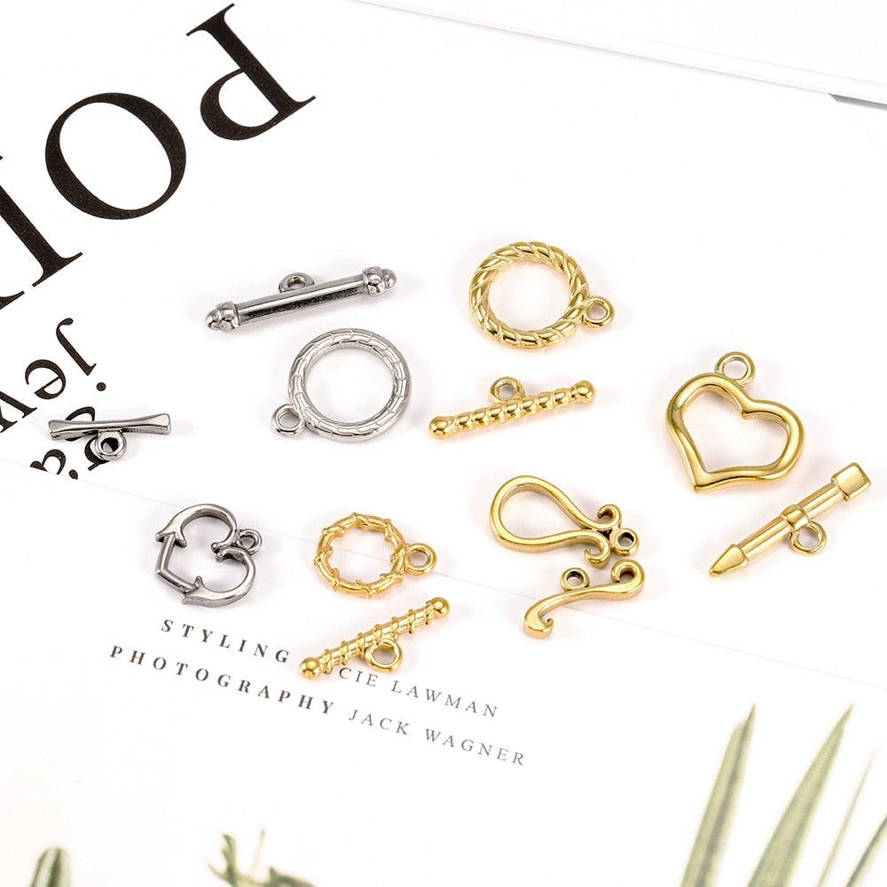 Stainless Steel OT Clasps, Rose Gold, 3 Sets