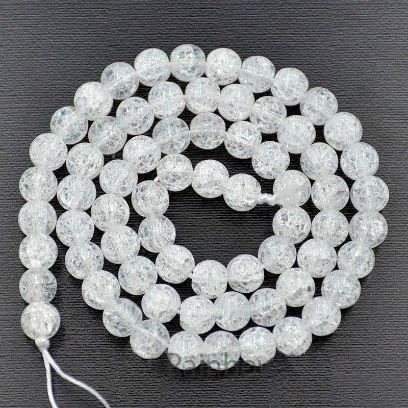 Synthetic Fire Clear Quartz Crystal Beads, White Gemstone Beads, Round Natural Beads, 4mm 6mm 8mm 10mm 12mm 15''5 strand