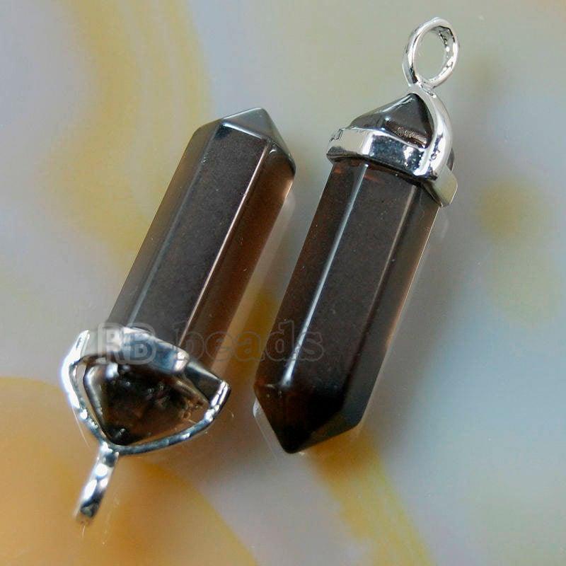 Synthetize Smoky Quartz double Terminated, Reiki Point Pendant beads, Gemstone, Crystal healing, Chakra Stone bead, Rock chakra pendant