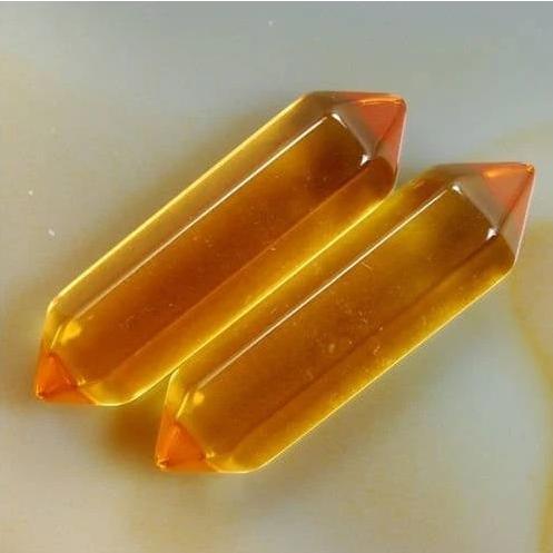 Synthetize Yellow Quartz double gemstone wand double chakra Healing crystal hexagonal Stone