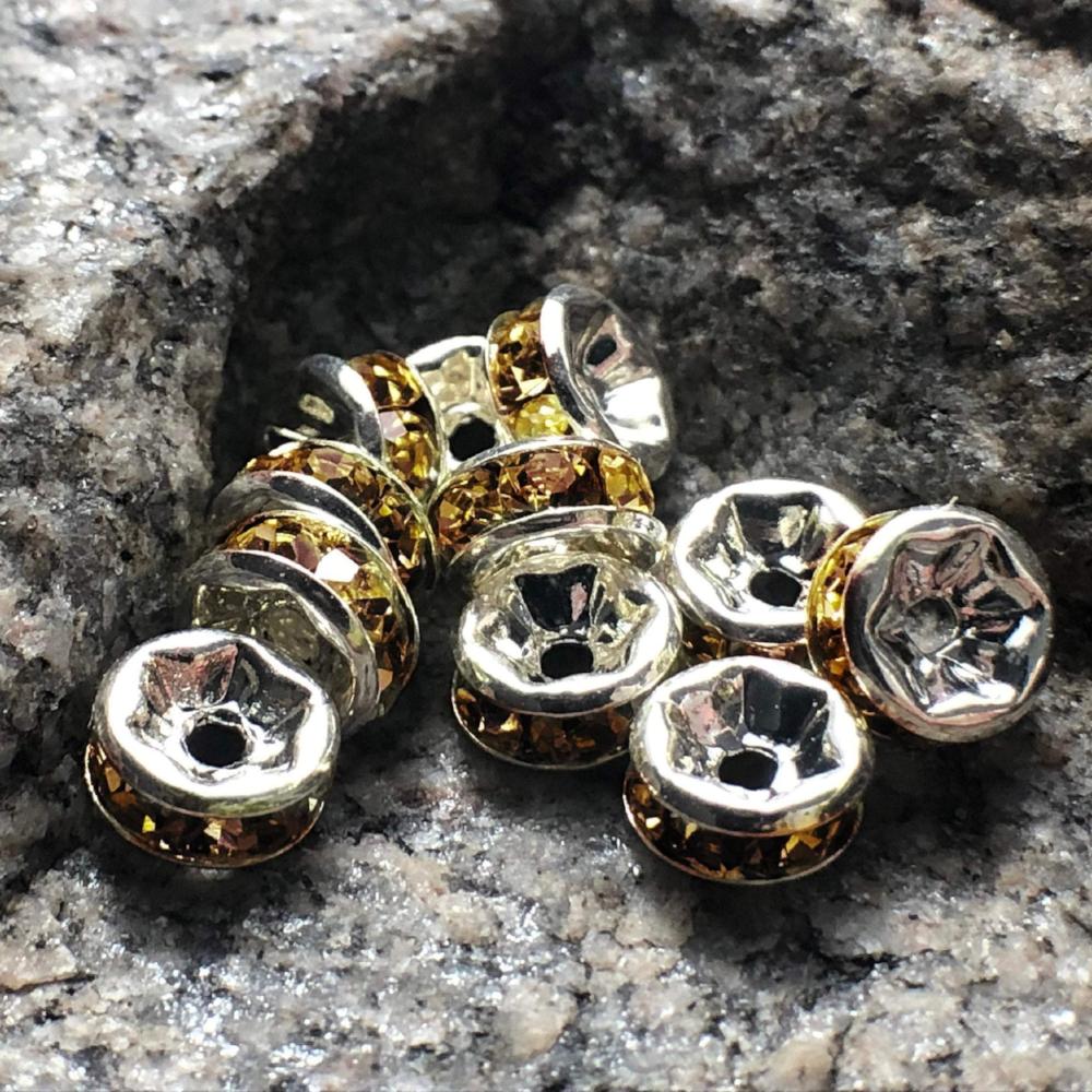 Topaz Czech Rhinestone Rondelle Beads, 4-12mm 100pcs