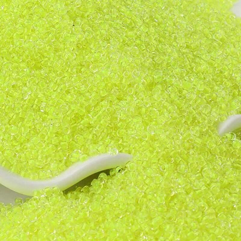 Transparent Neon acid yellow Lined, Miyuki Delica seed beads, 2mm 12/0 preciosa japanese small glass beads, Iridescent Austria round beads,