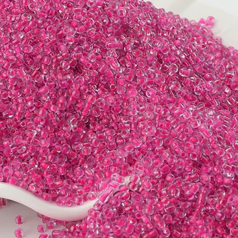 Transparent Seed Beads pink Lined, preciosa beadworking 2mm 12/0 Miyuki Delica small glass beads, Austria round beads, 1000 pcs