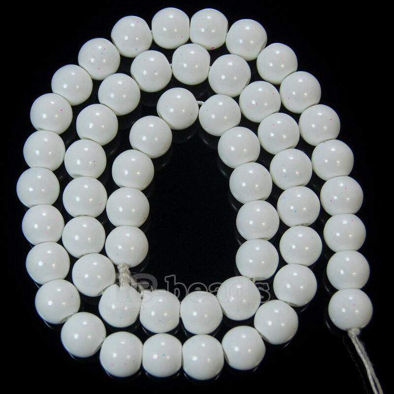 White Coated Czech Glass Pearl Smooth Round Beads, 4-16mm