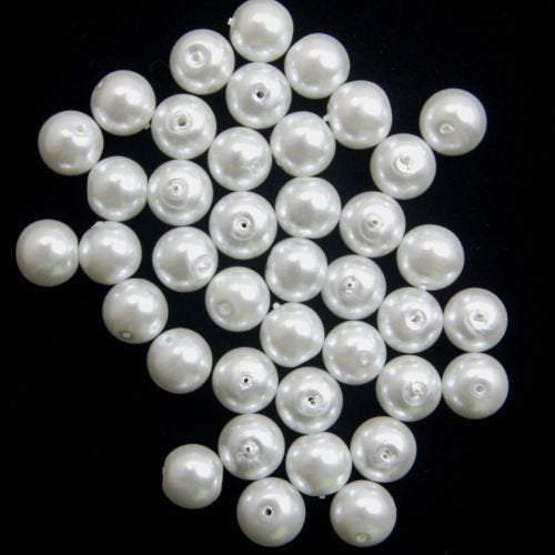 White Czech Glass Pearl Round Beads, 100pcs for all size - 3-14mm