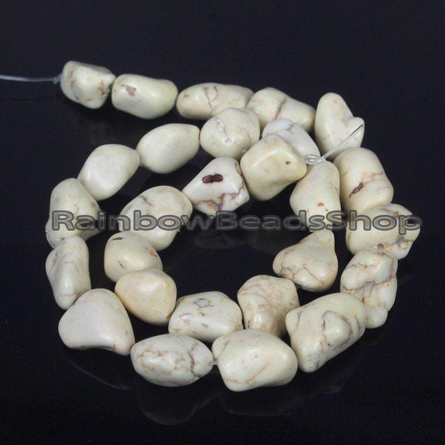 White Howlite Freeformed Nugget Beads, 8x12mm 13x18mm 10x14mm