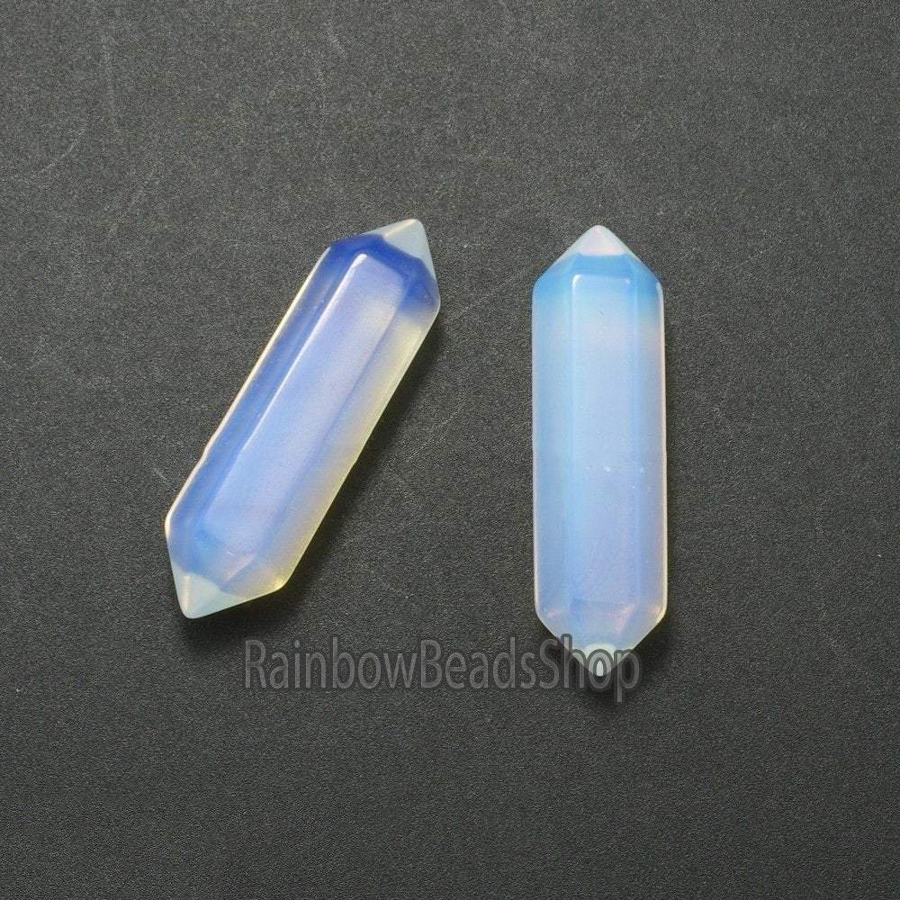White Opalite gemstone wand double gemstone wand double chakra Healing crystal hexagonal Stone