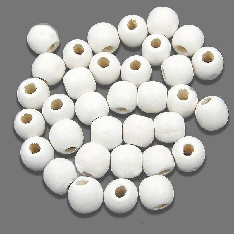 White wood beads round natural loose spacer, size 4-16mm