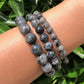 Larvikite labradorite gemstone stretch bracelet, 4-12mm