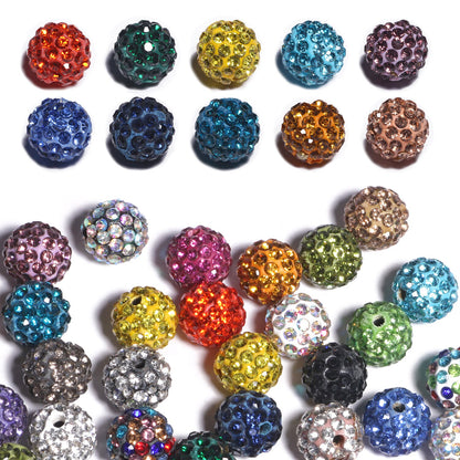 20pcs Crystal Rhinestone Disco Ball Clay Beads, 6-12mm