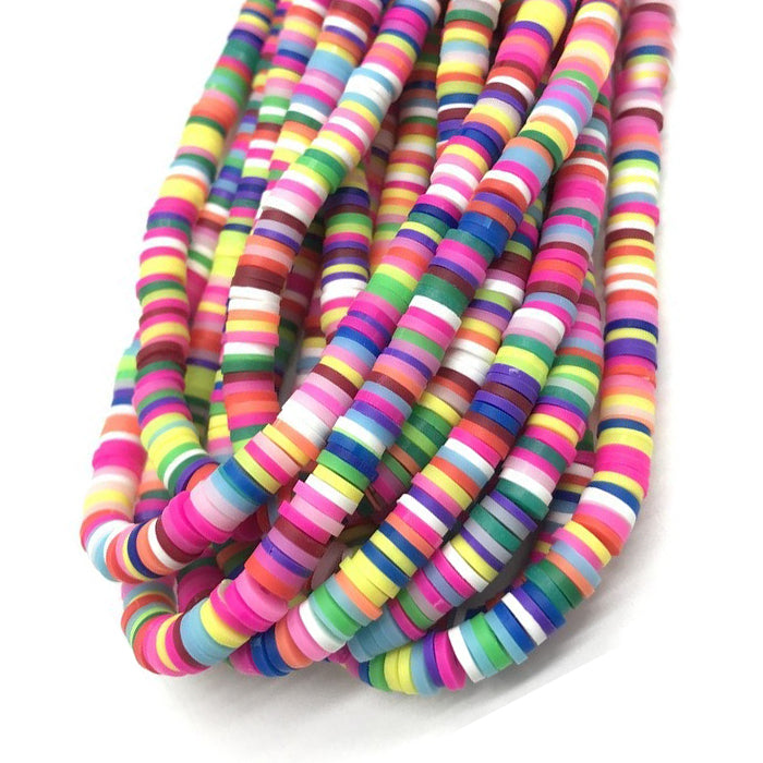 10 Strands Colorful Clay Bead Kits,6MM Heishi Flat Polymer Vinyl