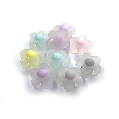 15pcs Pastel Transparent Candy Flower Acrylic Beads 17mm