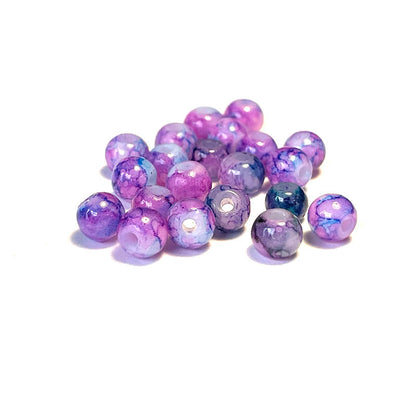 Perles de verre opaques à motifs ronds 4-10 mm