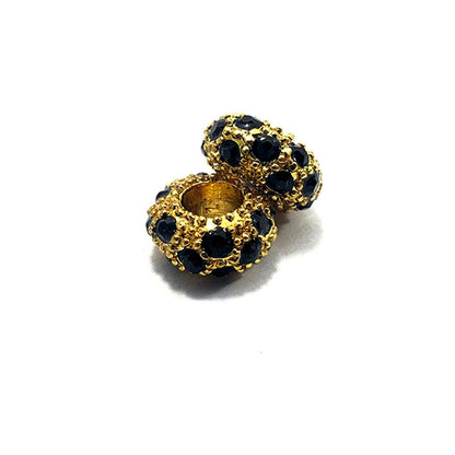 Big Hole European Rhinestone Gold Rondelle Beads