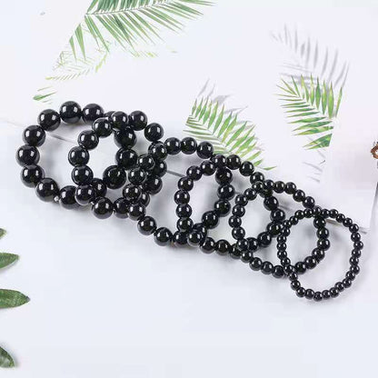 Bracelet extensible en obsidienne noire, 4-12 mm 