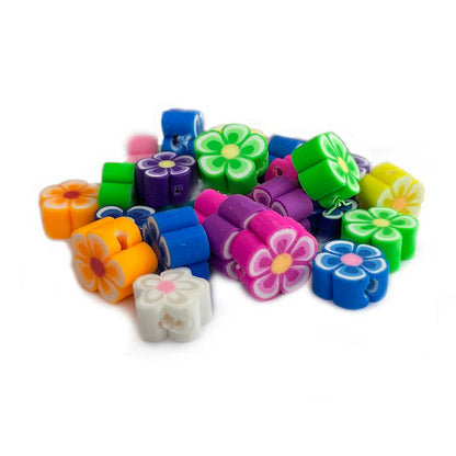 10mm Multicolored Flower Polymer Clay Beads