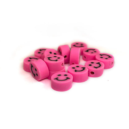 10mm Smile Face Round Polymer Clay Beads